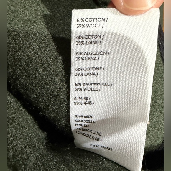 By Anthropologie Dark Olive Green Cotton Wool Blend Blazer Sweater Jacket Sz 1X - Picture 5 of 8